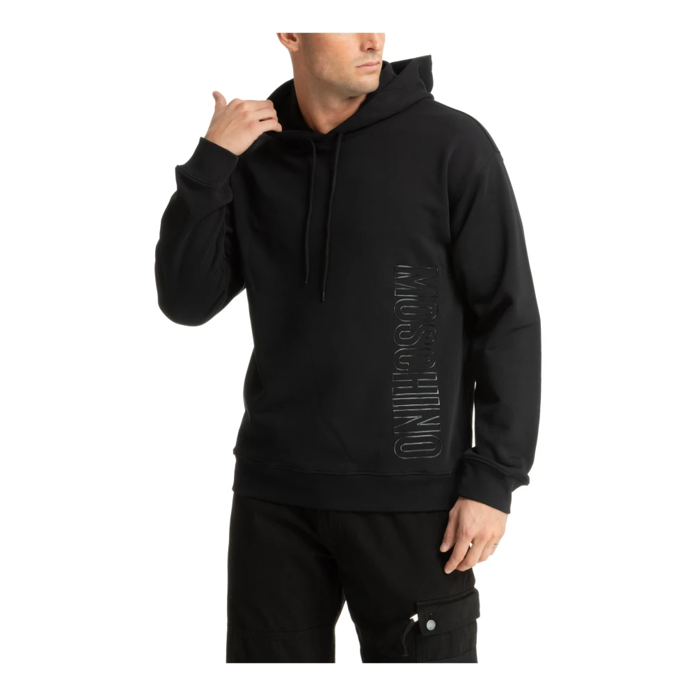 Moschino Trekkoord Effen Logo Hoodie Black Heren