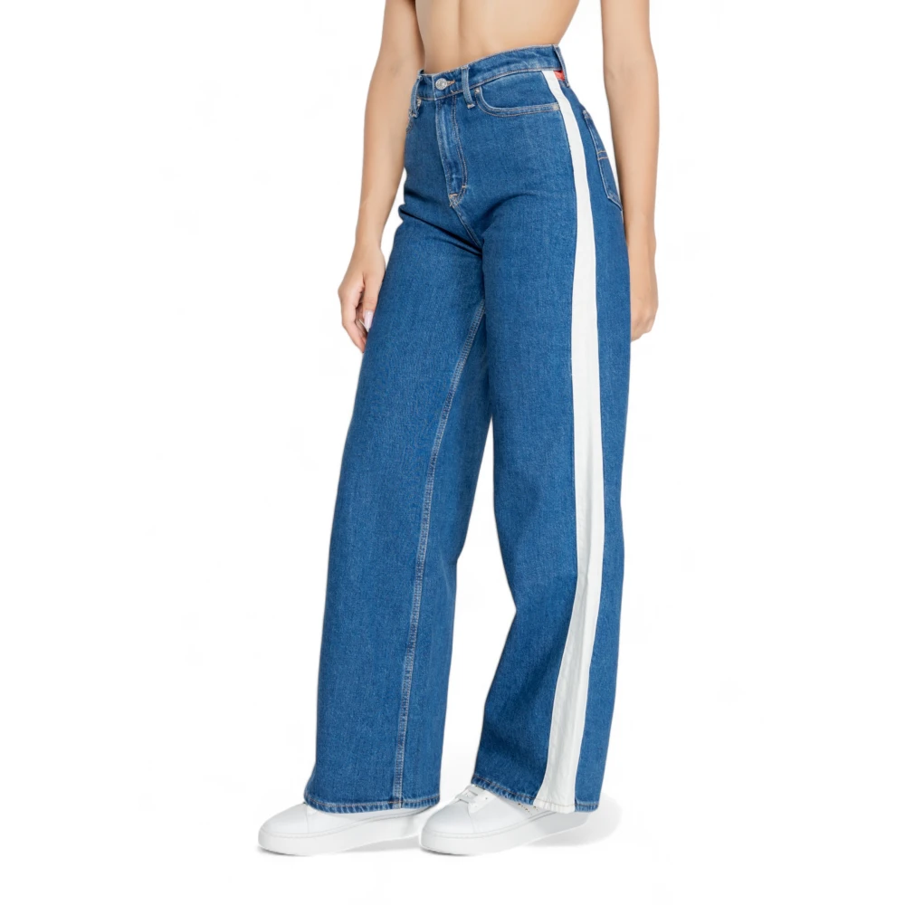 Tommy Hilfiger Blauwe Plain Jeans Rits Knoopsluiting Blue Dames
