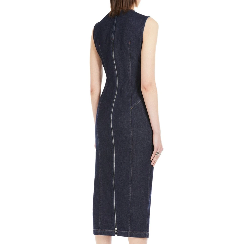 SPORTMAX Denim katoenen jurk met metalen rits Blue Dames
