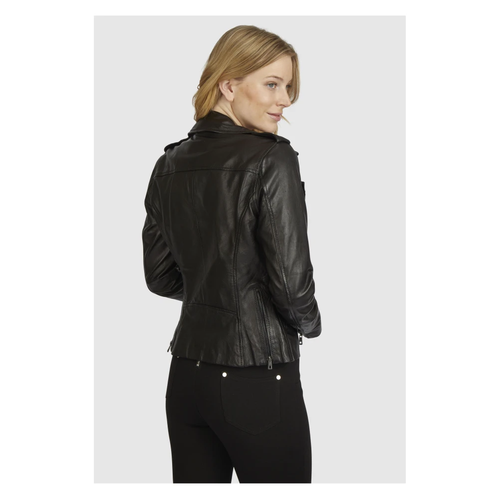 Bugatti Klassieke leren jas met stijlvolle details Black Dames
