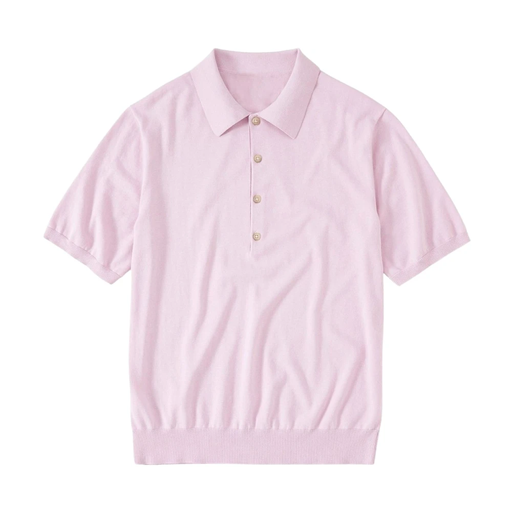 Closed Katoenen Jersey Polo Shirt met 4 Knopen Pink Heren