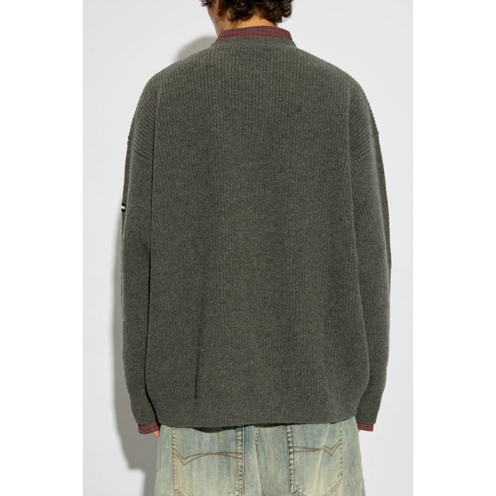 Balenciaga Wollen trui met logo Gray Heren