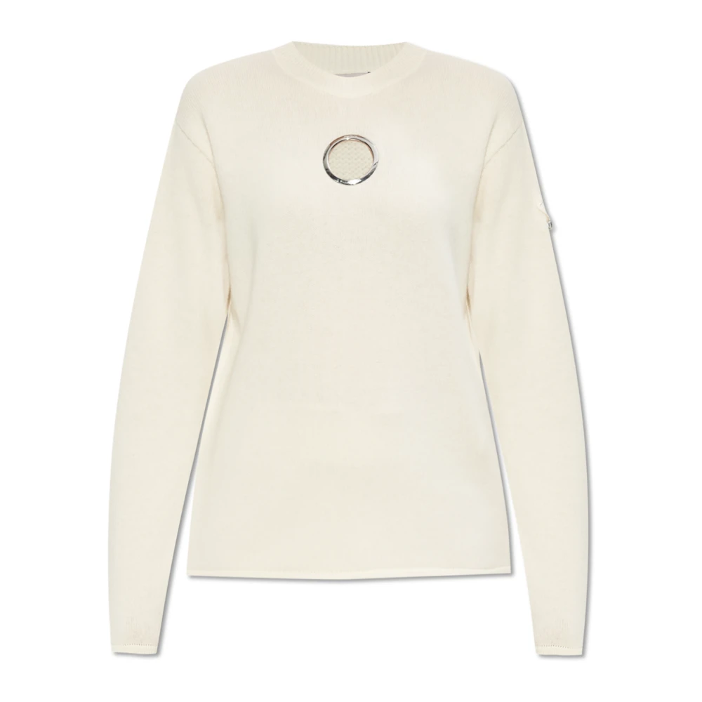 Moncler Prenda De Punto De Cuello Redondo Knitwear Mujer Beige S Prenda De Punto De Cuello Redondo
