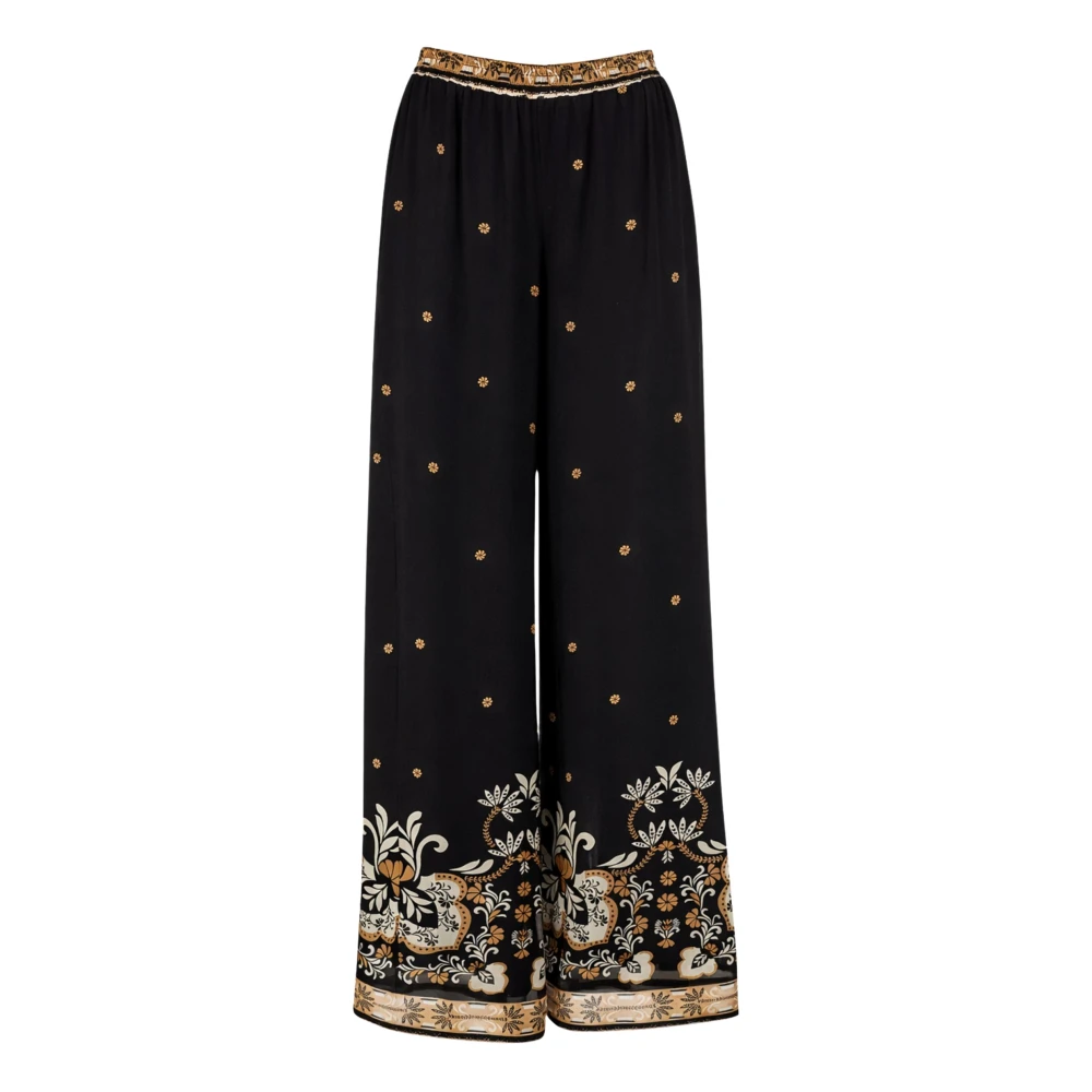 Twinset Women's Black Wide Trousers, Xs, Wide Palazzo Trousers