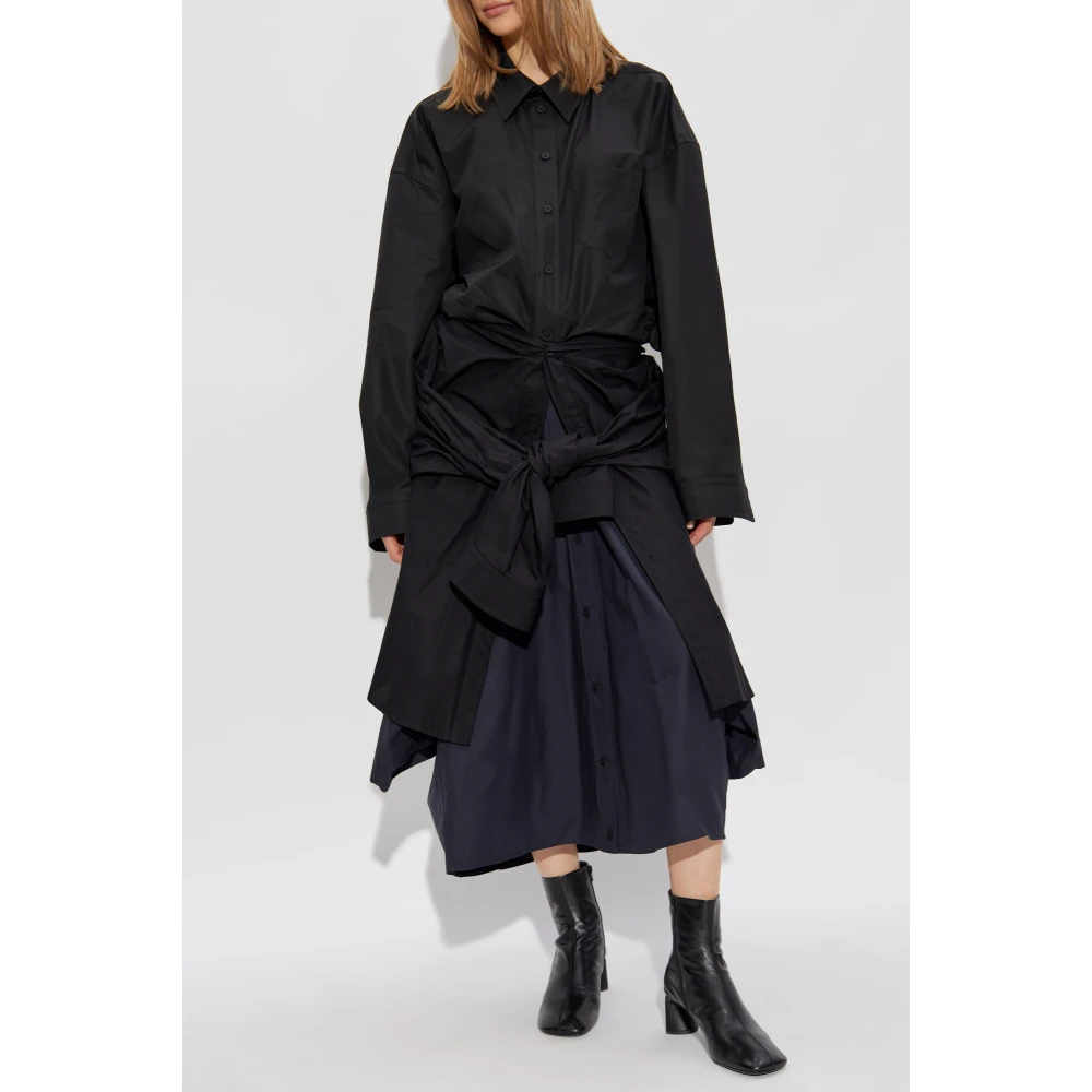 Balenciaga Jurk met stropdas Black Dames