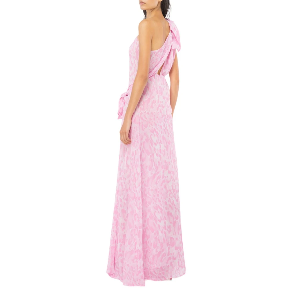 pinko Lange roze chiffon jurk met print Multicolor Dames