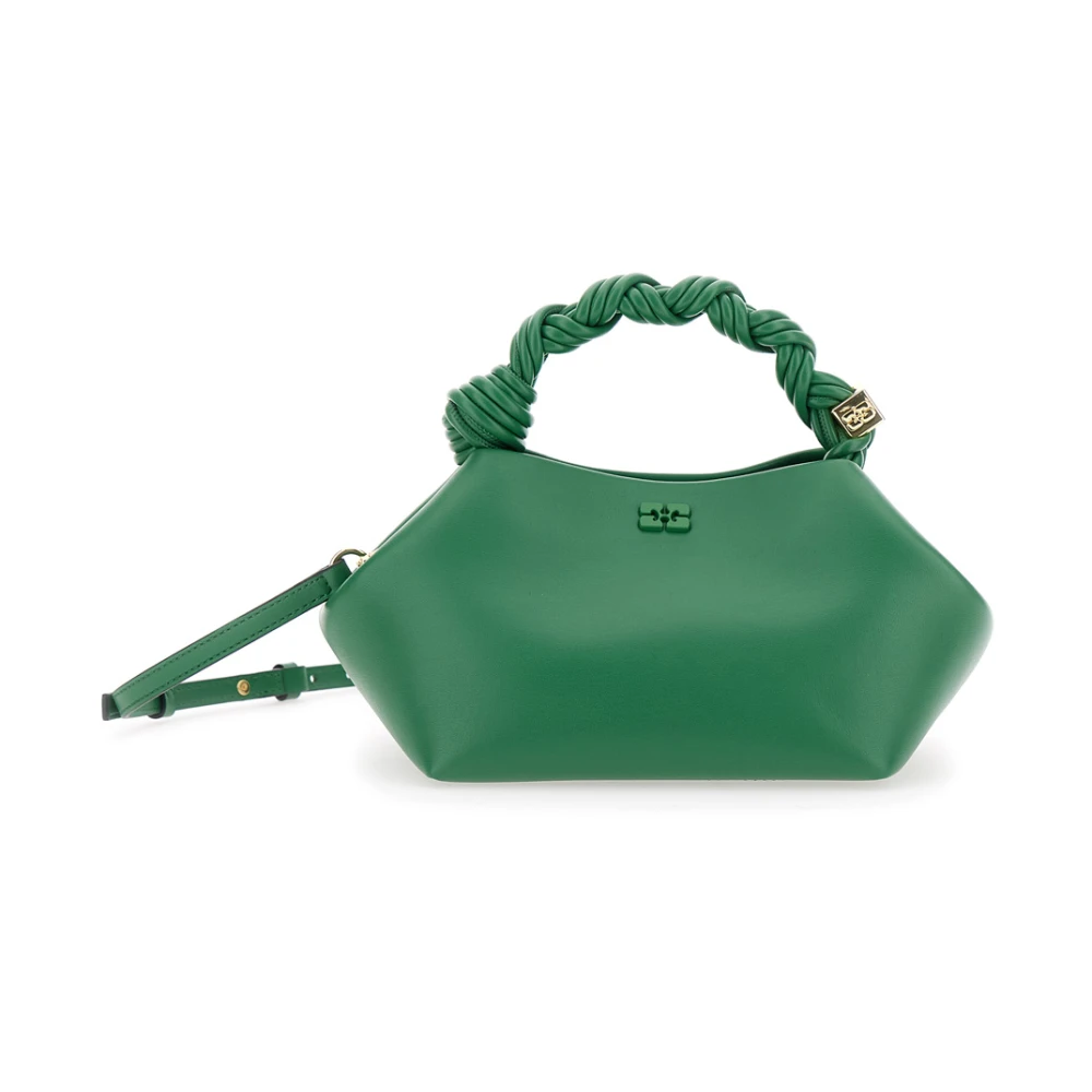 Ganni Groene handgevlochten handtas met vlinderlogo Green Dames