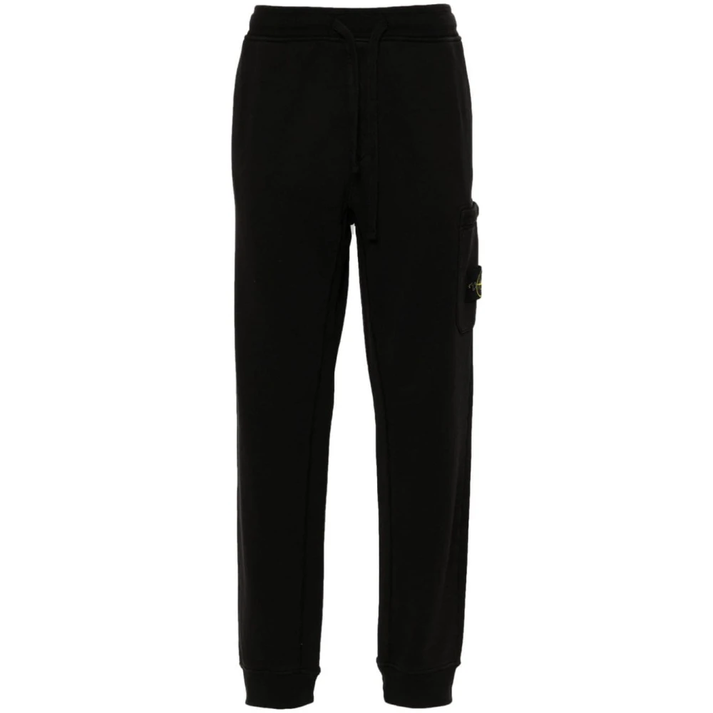 Stone Island Mélange Tapered Broek met Kompas Badge Black Heren