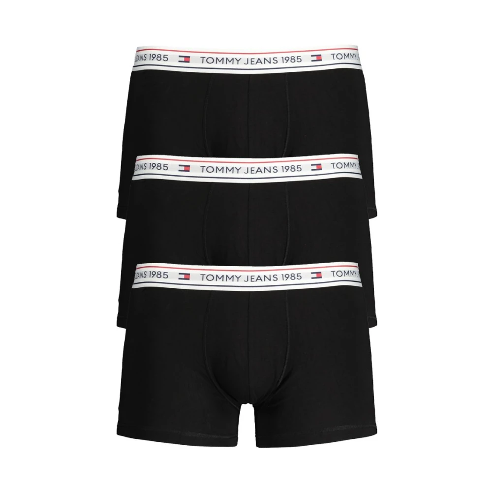 Tommy Hilfiger Zwarte Katoenen Boxershorts Elastische Taille Contrastdetails Logo Black Heren