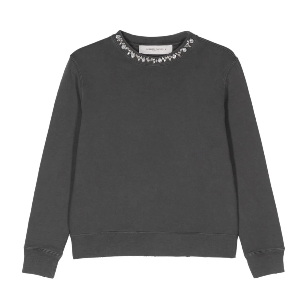 Golden Goose Women's Gray Sweatshirt With Crystals - Sweatshirts - S - Sweatshirts & Hoodies