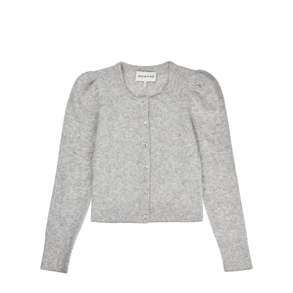 Munthe Zachte Gebreide Vest met Pofmouwen Gray Dames