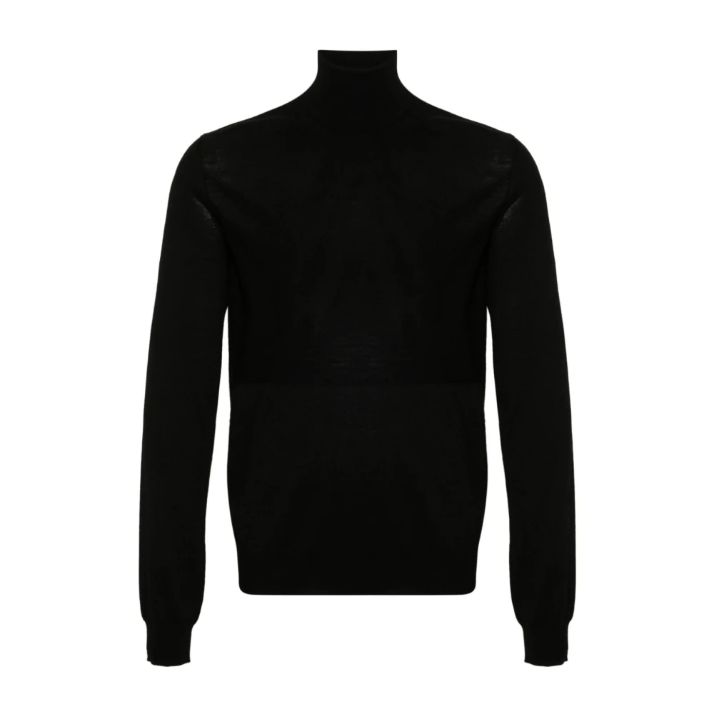 Jil Sander Svart Ulltröja Hög Hals