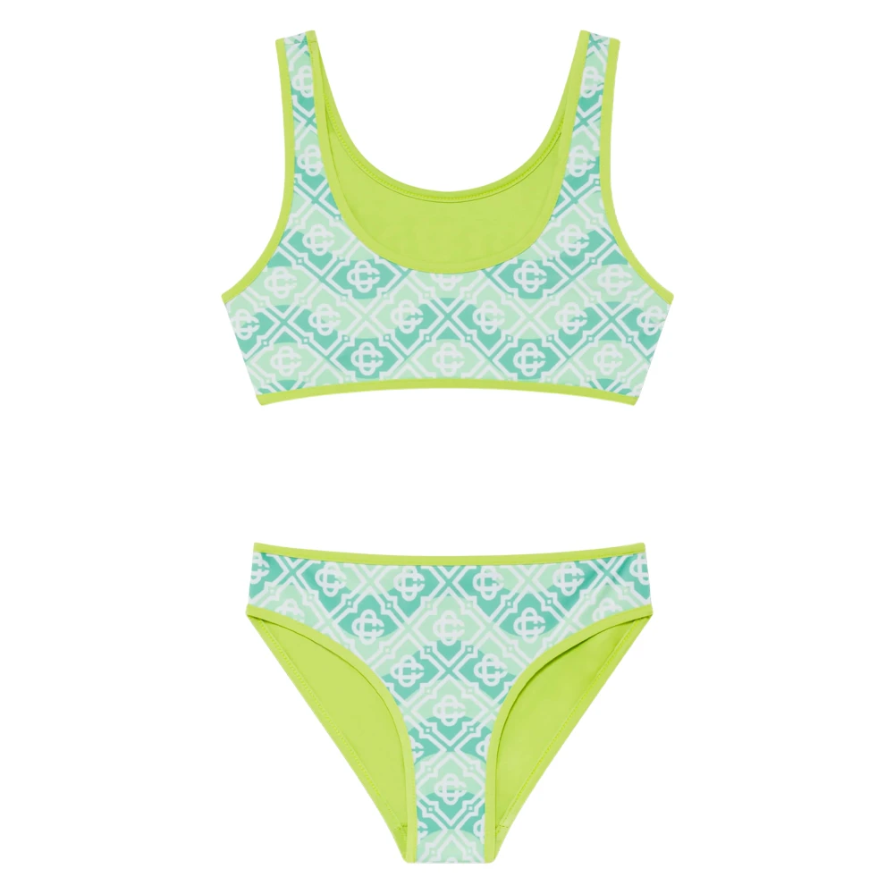 Casablanca Girls Multicolor Wavy Monogram Bikini Set - Kids Bikinis - 13 Y - Kids