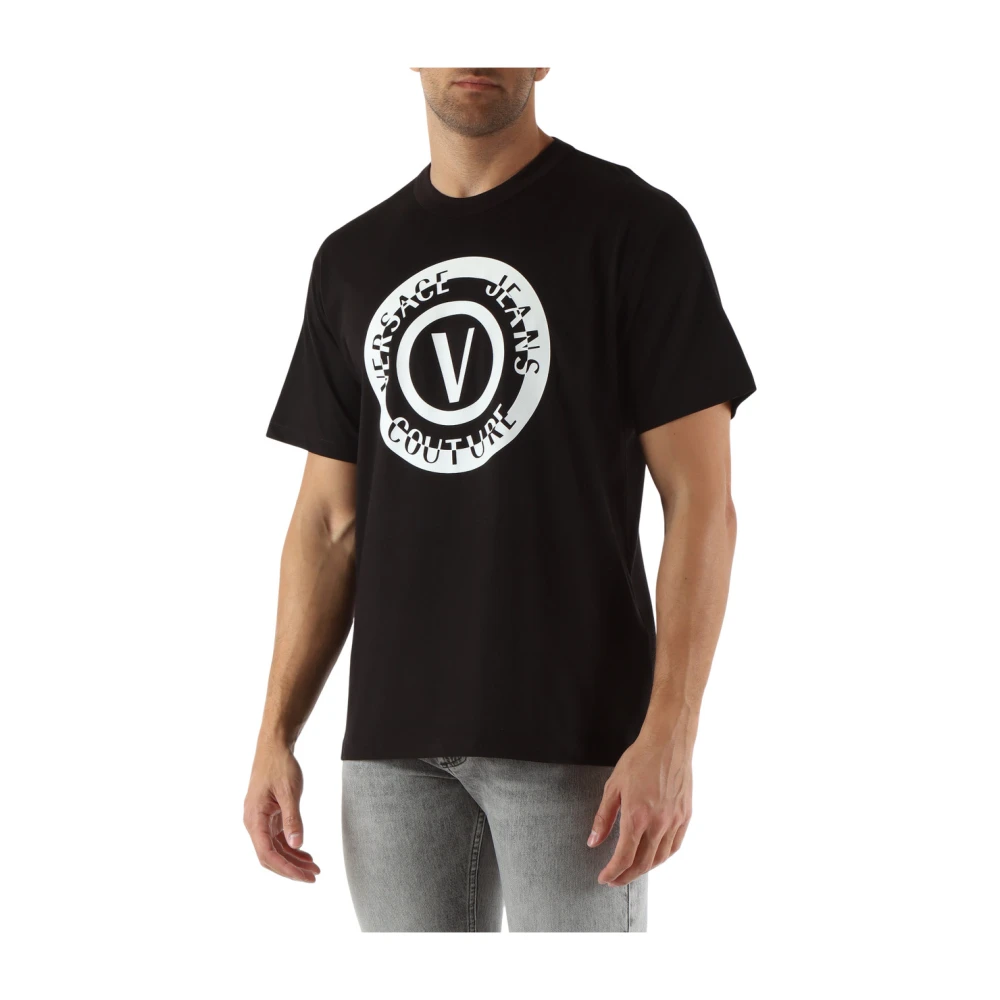 Versace Jeans Couture Katoenen logo print regular fit t-shirt Black Heren