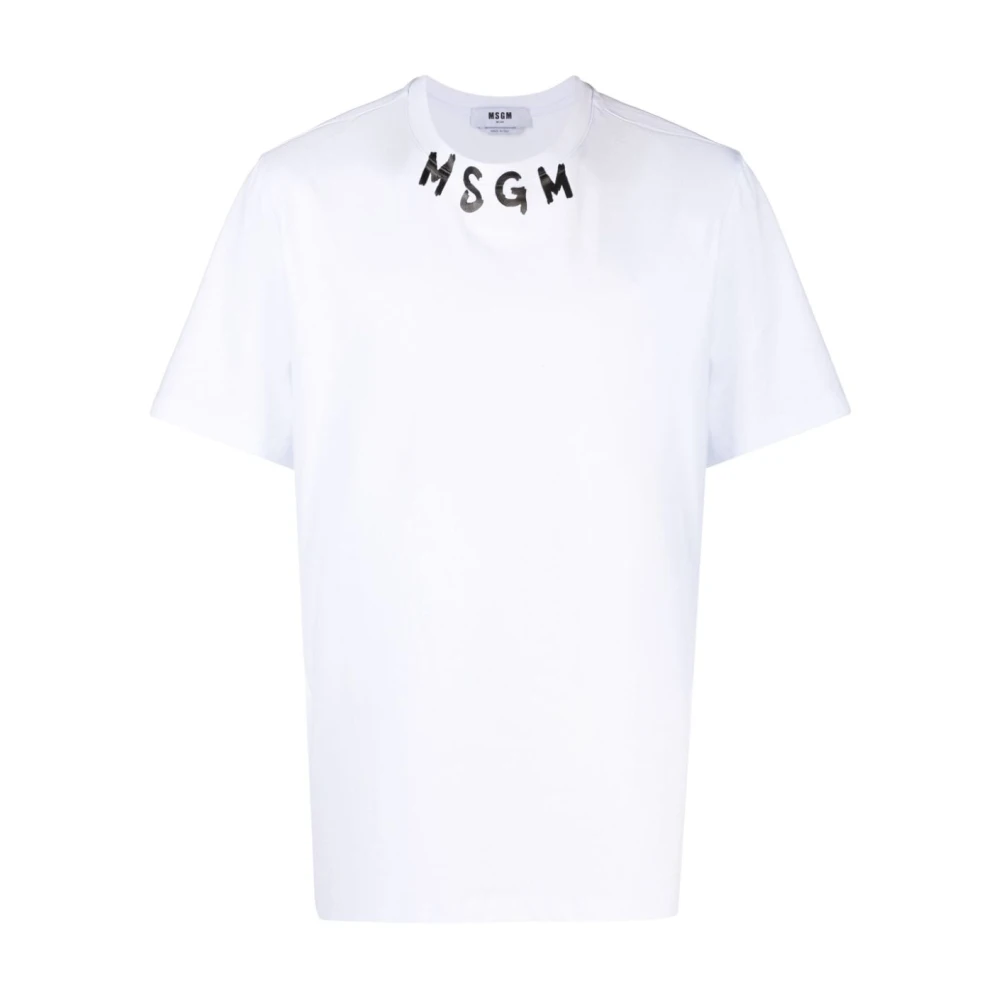 Msgm Kwaststreek Logo Wit T-Shirt White Heren