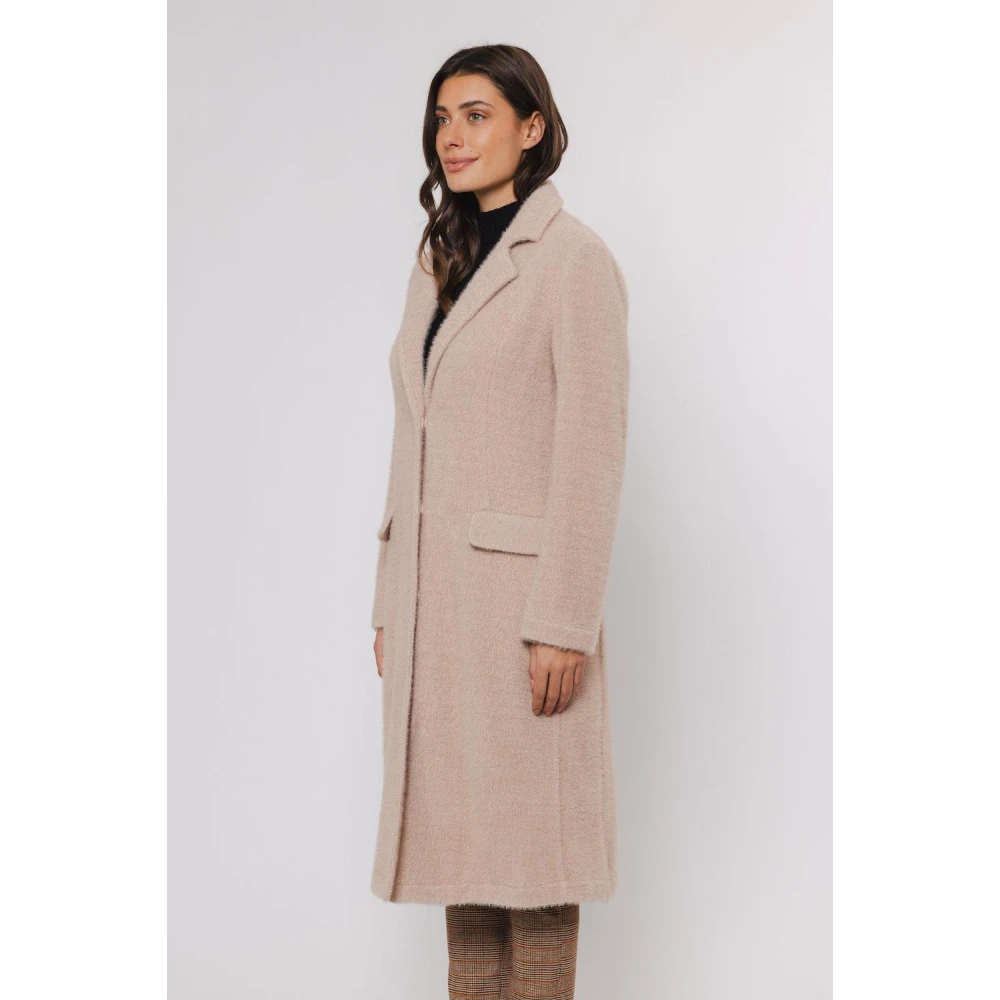 Rino&Pelle Lange Single Breasted Jas Jinte Pink Dames