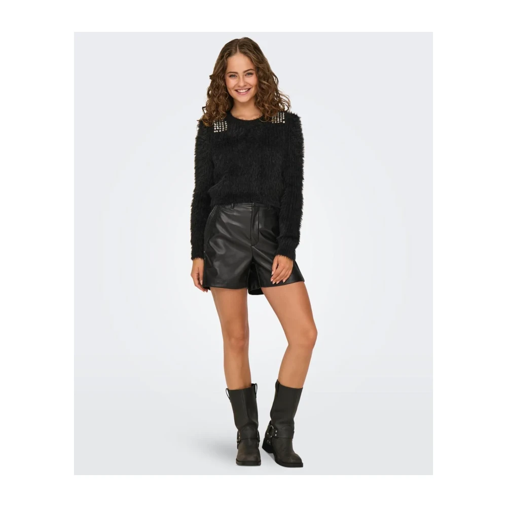 Only Teddy Ronde Hals Trui Vrouw Black Dames