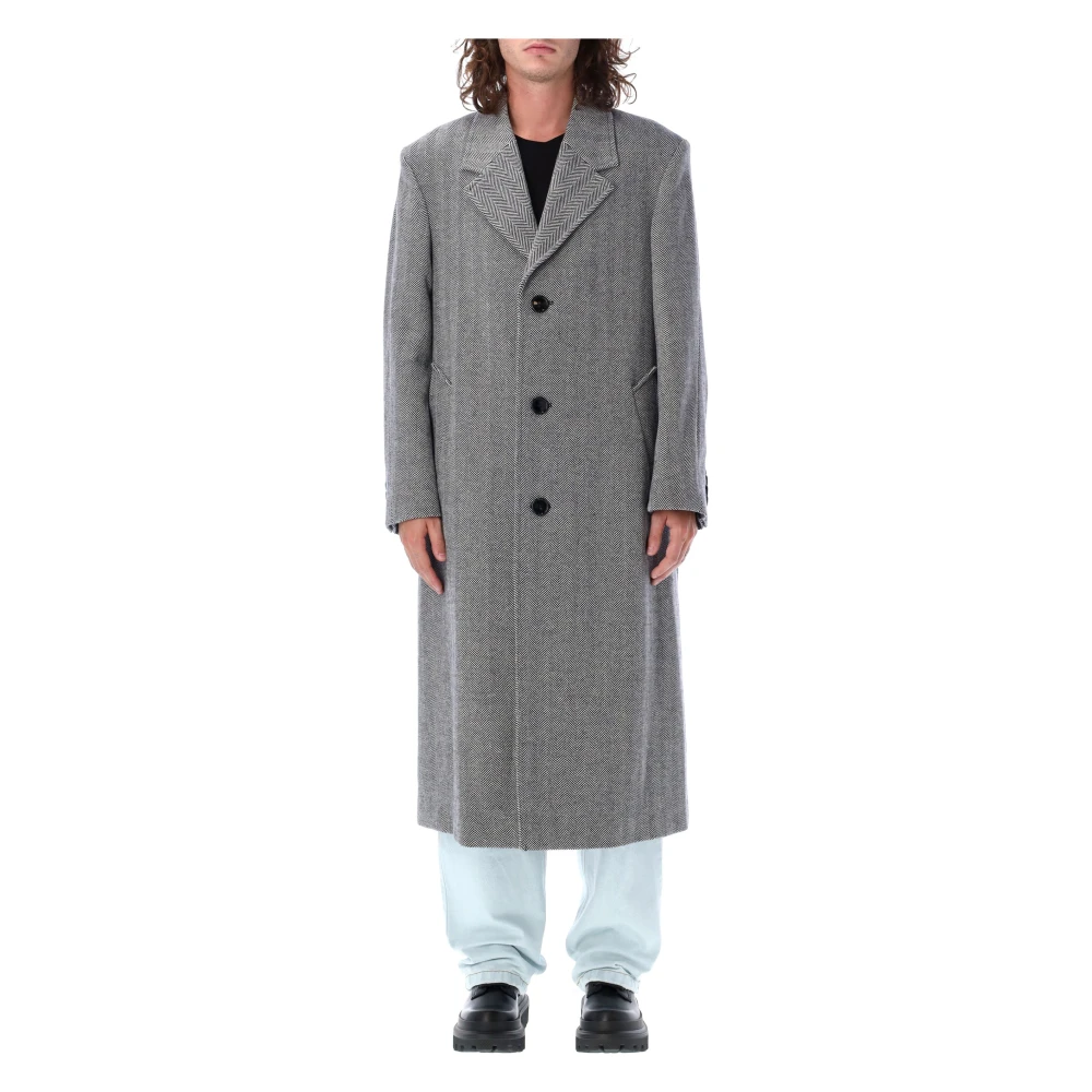 Ami Paris Monobreast Coat Stijlvol en Trendy Gray Heren