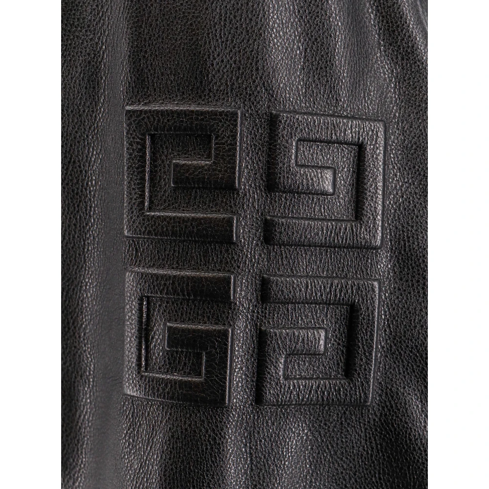 Givenchy Wollen en leren jas met reliëf logo Black Dames