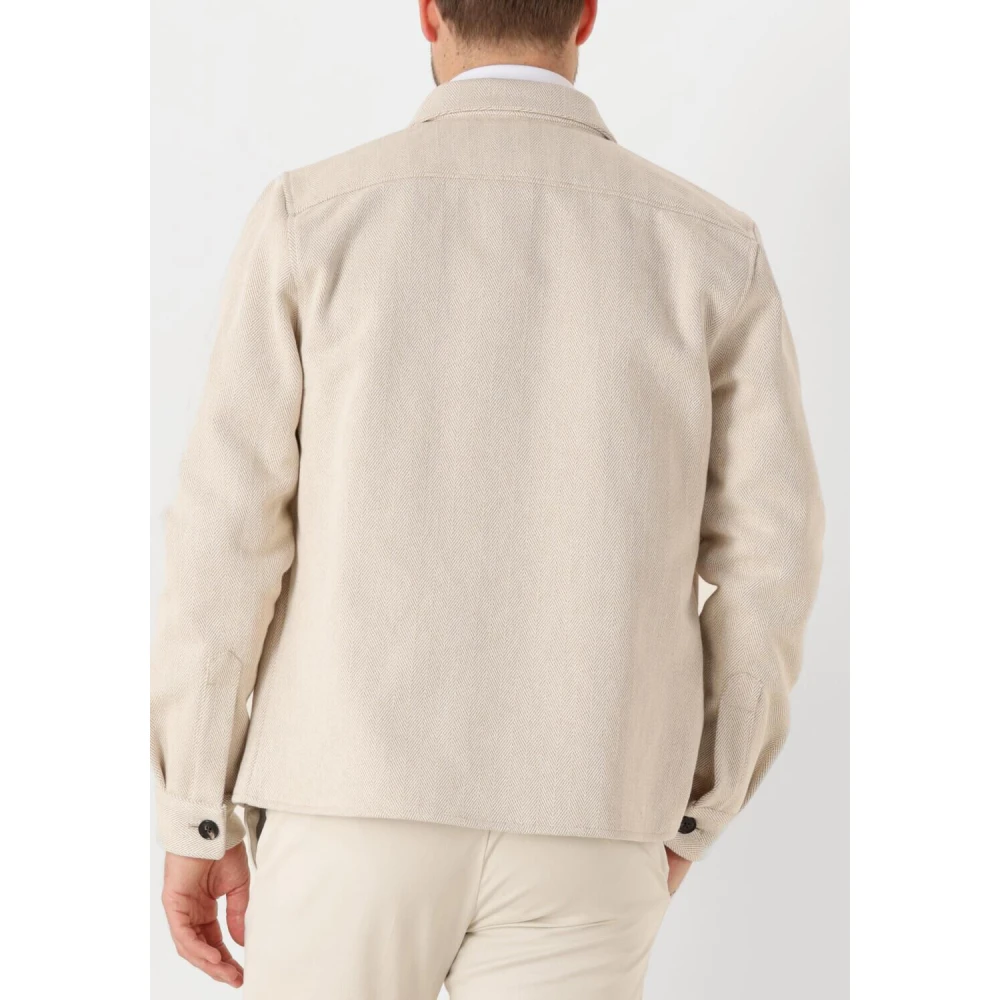 Profuomo Rits Herringbone Overshirt in Zand Beige Heren