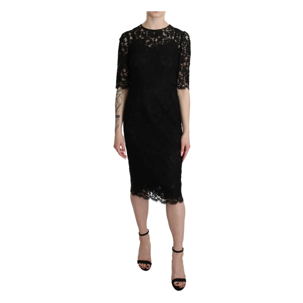 Dolce & Gabbana Women's Black Midi Dresses, Xs, Elegant Lace Cocktail Dress