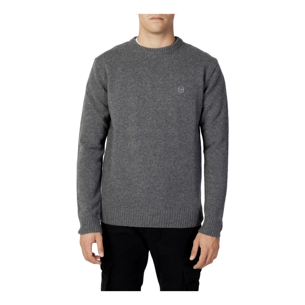Sergio Tacchini Grijze Gebreide Trui Lange Mouw Ronde Hals Gray Heren