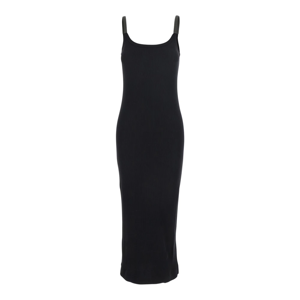 BRUNELLO CUCINELLI Zwarte Mouwloze Jurk met Monil Detail Black Dames
