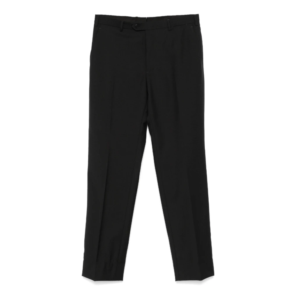 Brioni Zwarte Wollen Blend Broek Keperbinding Black Heren
