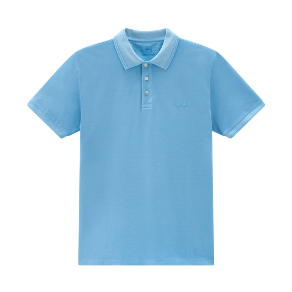 Woolrich Blauw Polo Shirt Geborduurd Logo Blue Heren