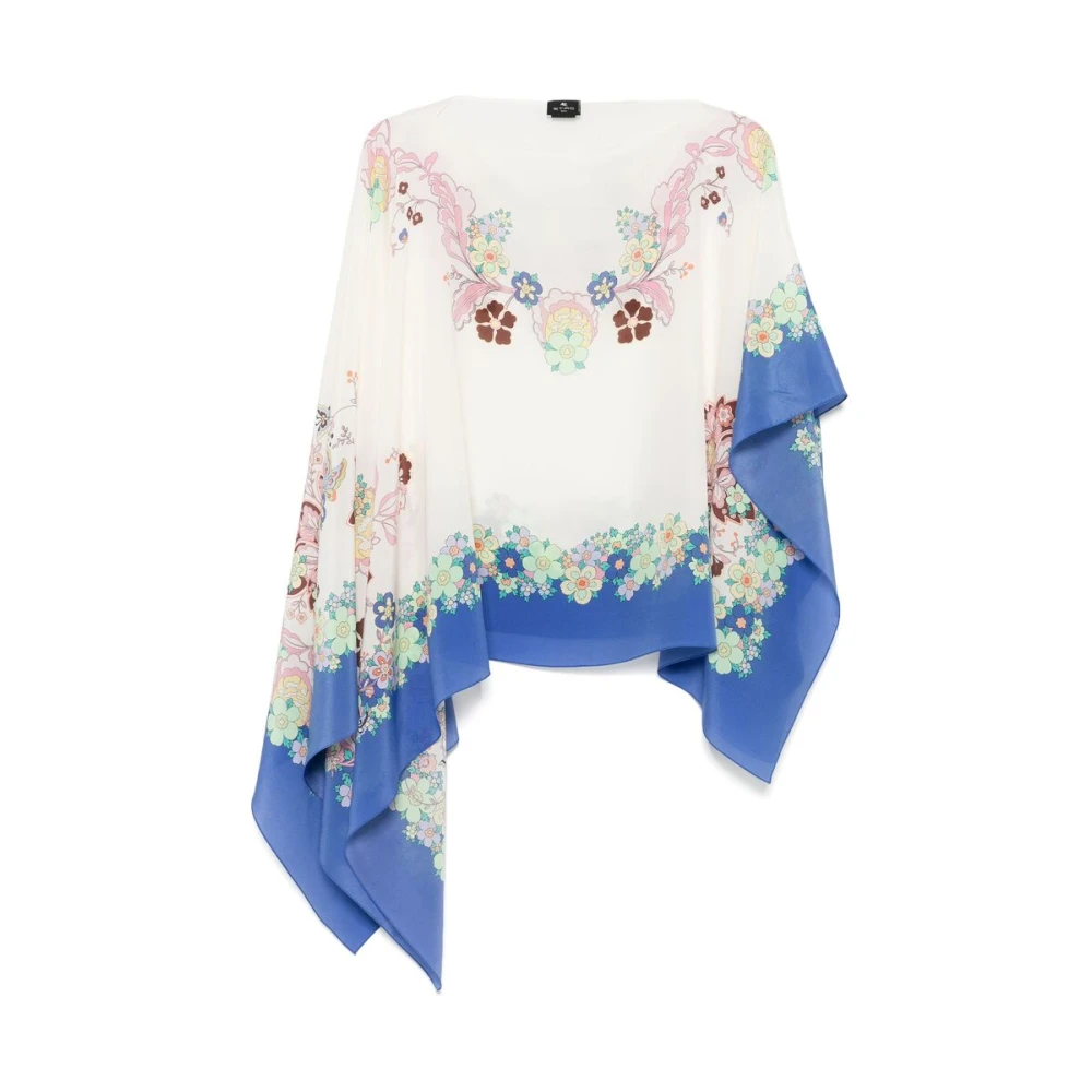 ETRO Witte Asymmetrische Cape met Lange Mouwen Multicolor Dames