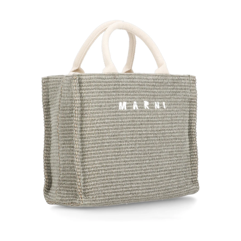 Marni Groene Katoenen Handtas met Handvatten en Riem Green Dames