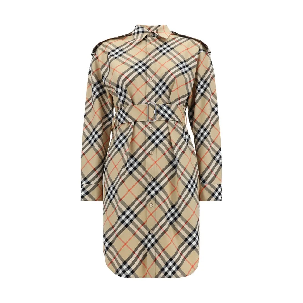 Burberry Women's Multicolor Shirt Dresses, S, Check Chemisier Dress With Belt