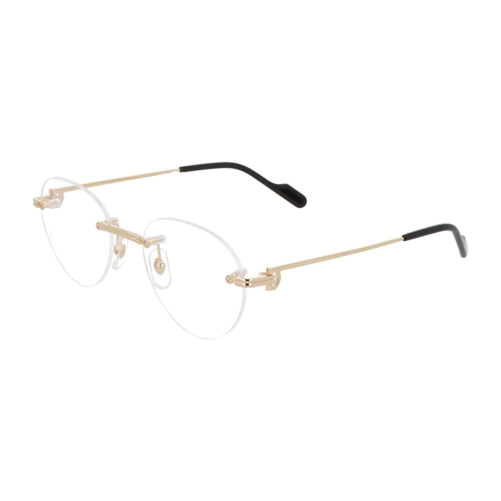 Cartier Unisex Yellow Rectangular Metal Frame Eyeglasses - Glasses - 52 Mm - Accessories