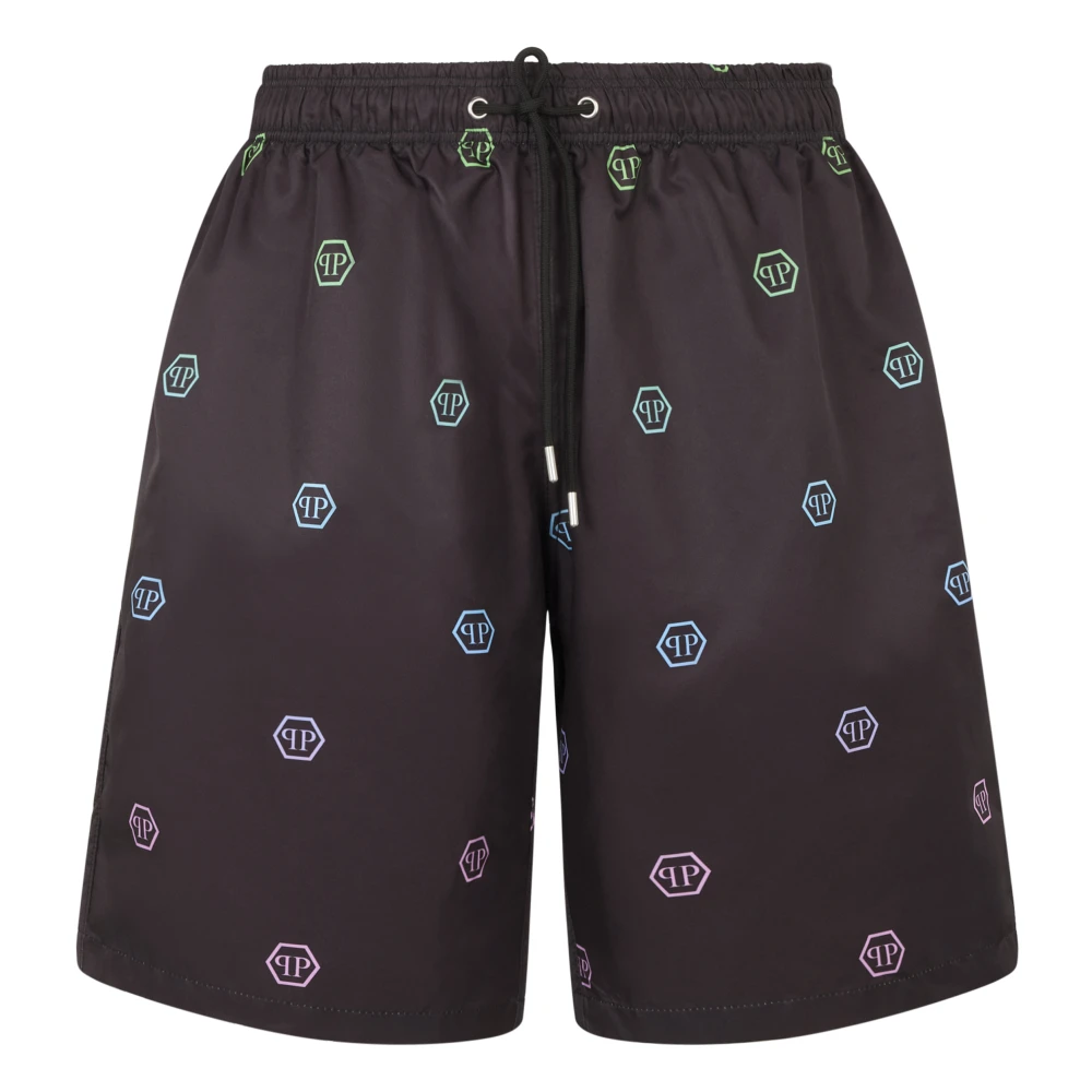 Philipp Plein Men's Black Nylon Shorts Degrade Monogram