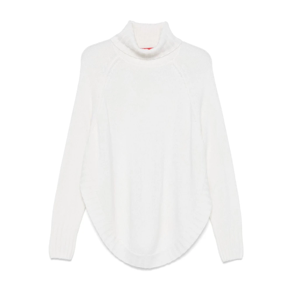 Wild Cashmere Witte Geribbelde Gebreide Trui met Rolnek White Dames