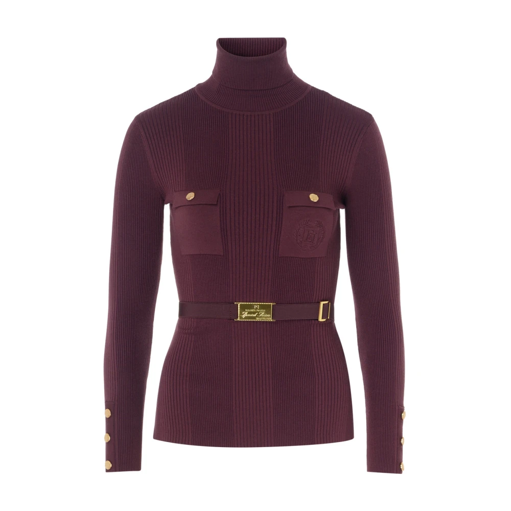 Elisabetta Franchi Rood Zwart Gebreide Top Red Dames