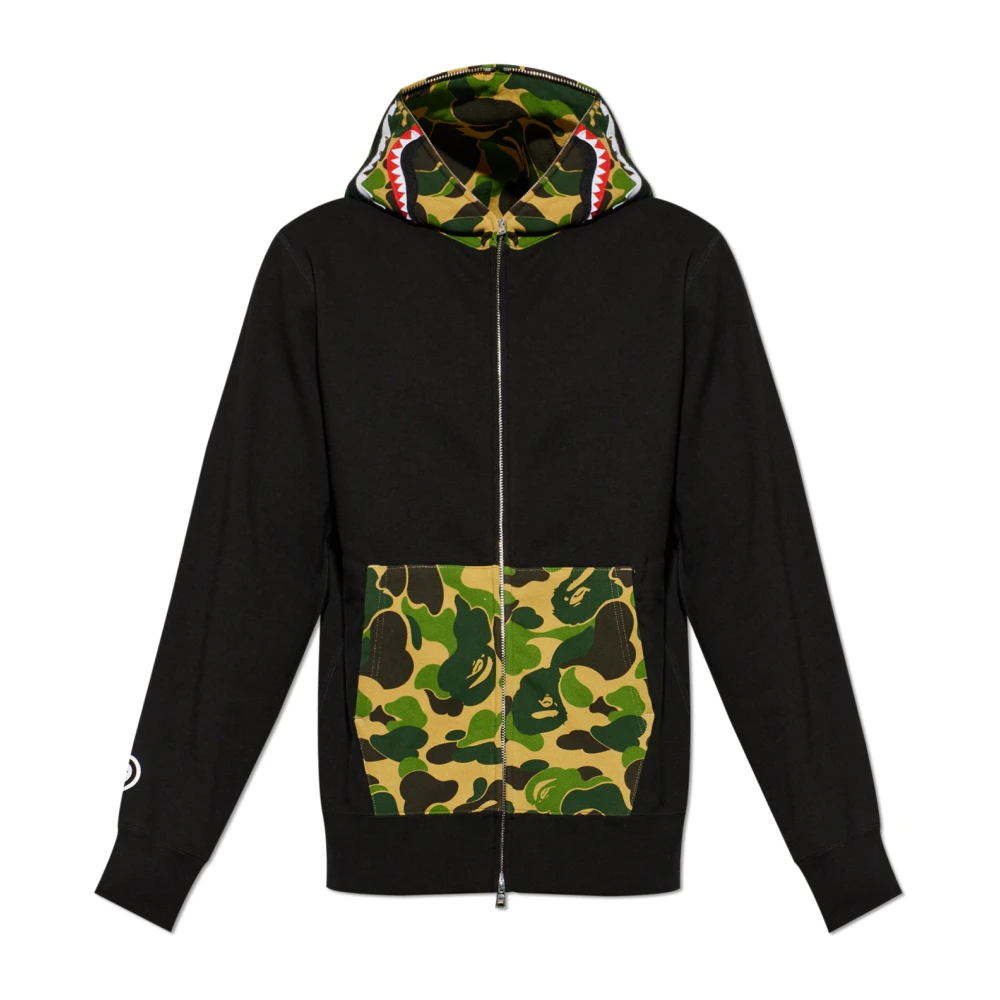 A Bathing Ape Men's Black Shark Full Zip Hoodie - Zip-Throughs - Xl - Sweatshirts & Hoodies