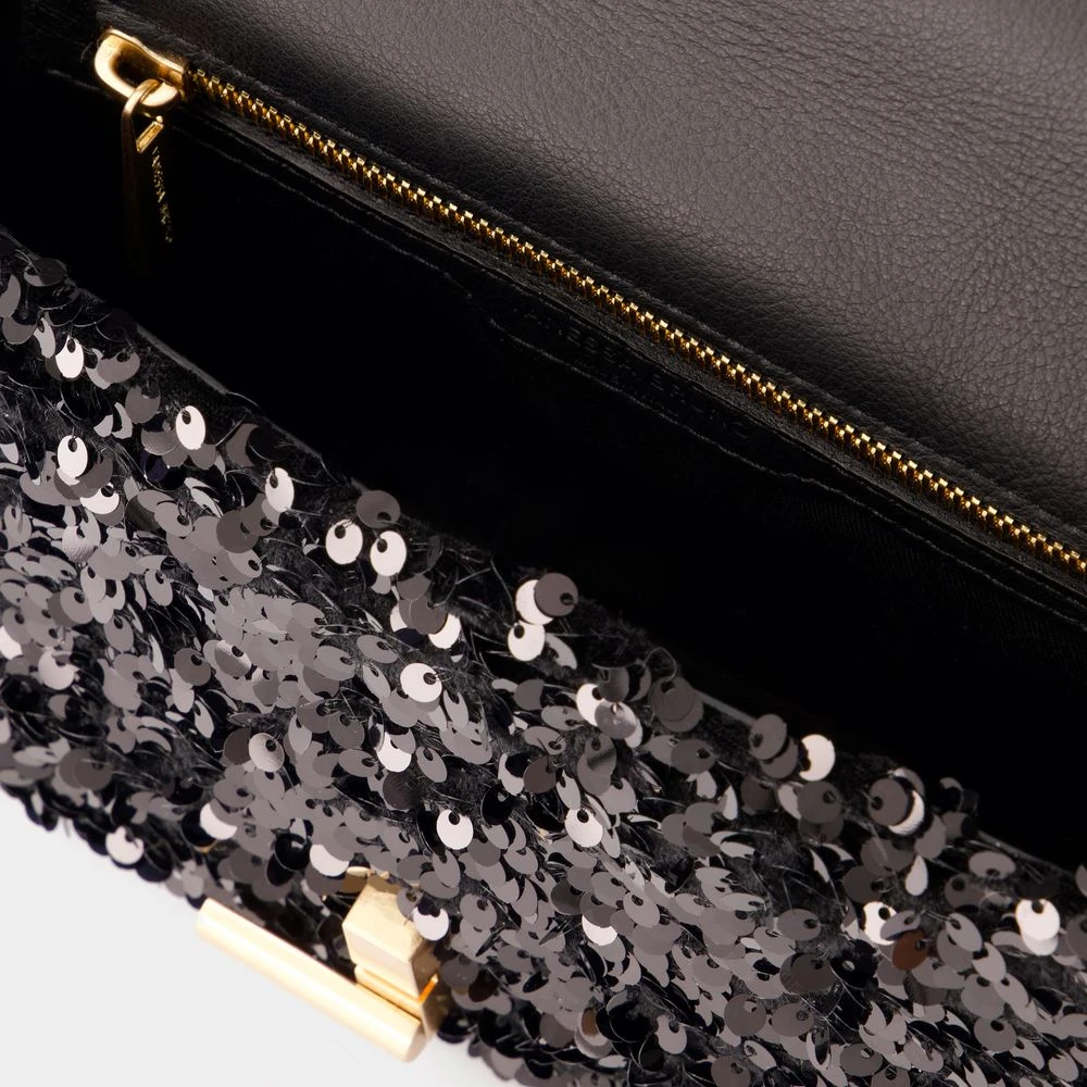 Vanessa Bruno Zwarte Moon Crossbody Tas Katoen Black Dames