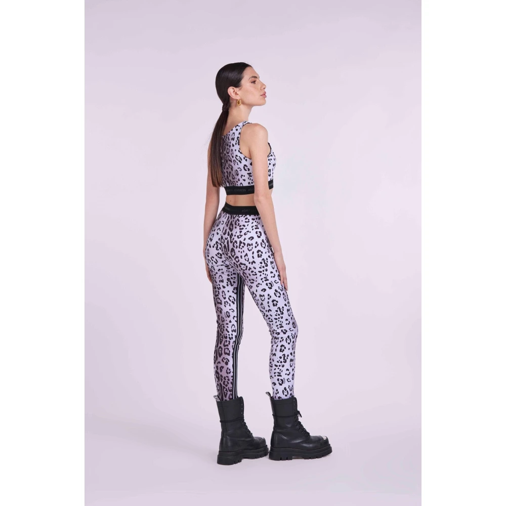 4Giveness Luipaardprint Lycra Elastisch Logo Band Gray Dames