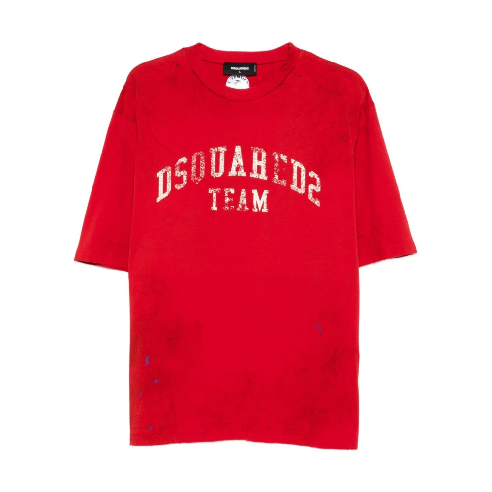 Dsquared2 Red T-Shirts, Male, S, Loose Fit T-Shirt