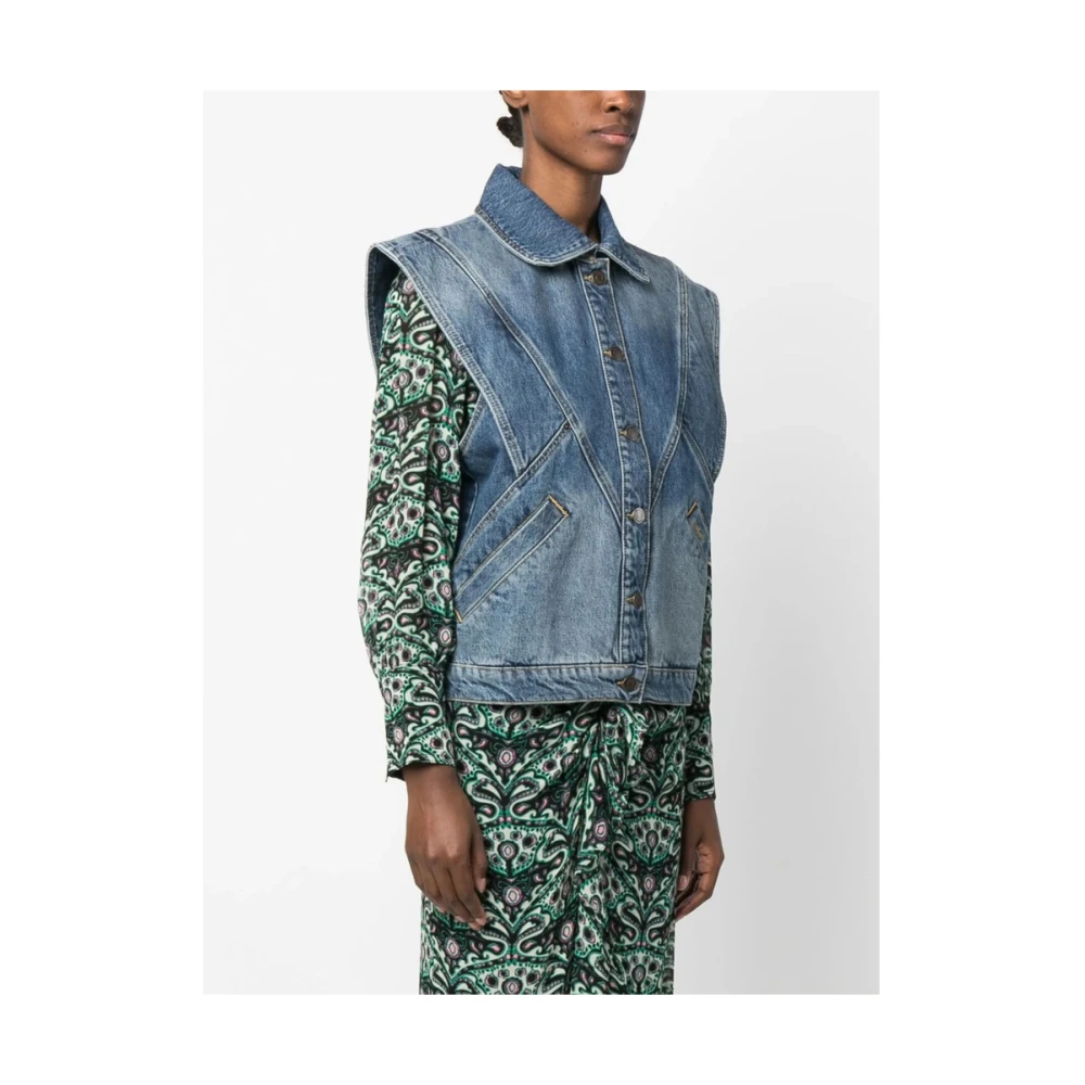 BA&SH Denim Mouwloos Jack Blue Dames