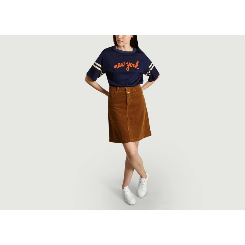 closed Bruine Corduroy A-Lijn Minirok Brown Dames