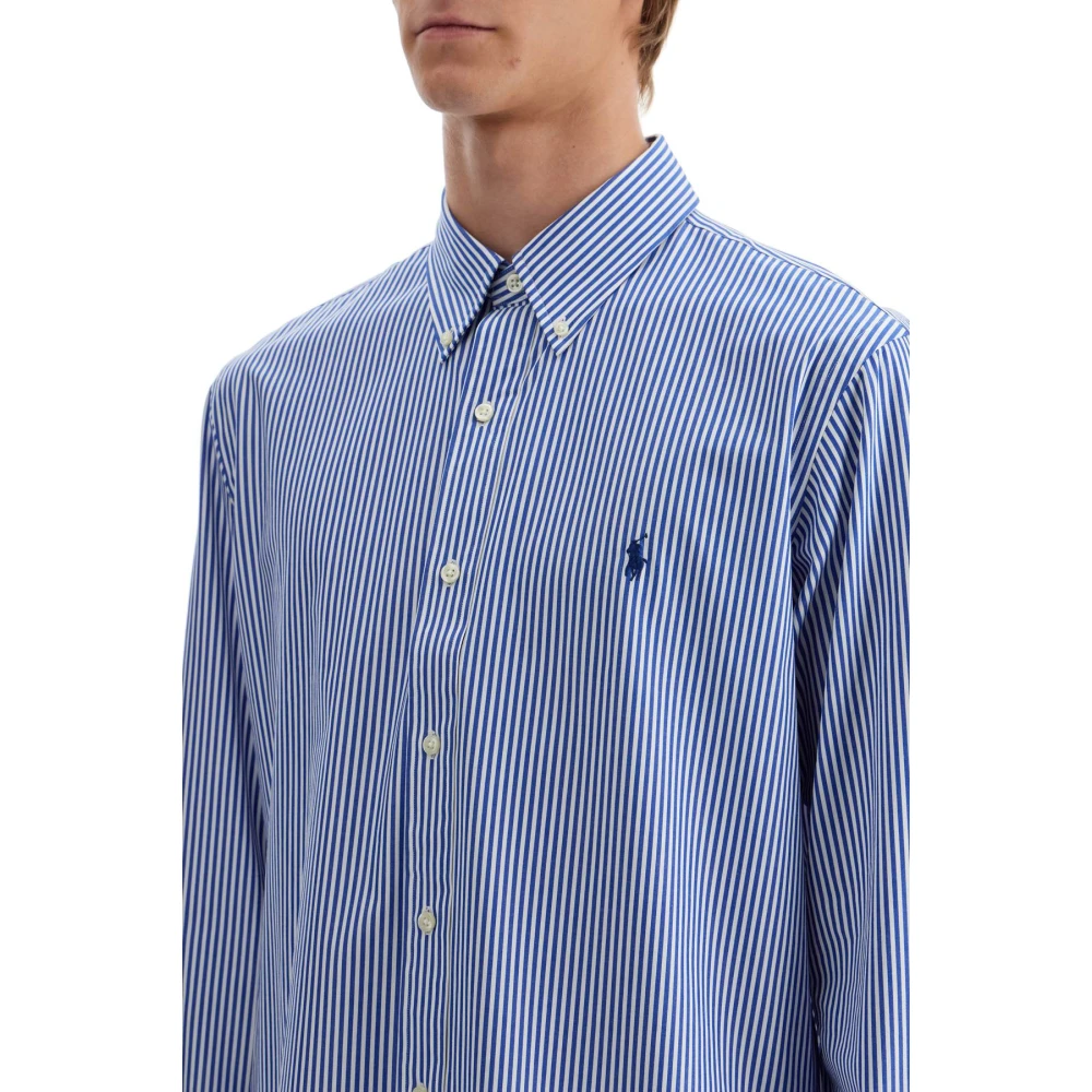 Polo Ralph Lauren Gestreept Stretch Poplin Overhemd Blue Heren