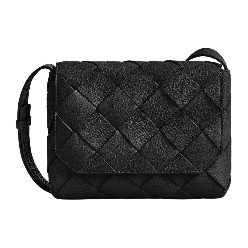 Bottega Veneta Zwarte Cross-body Tas met Intreccio Motief Black Heren