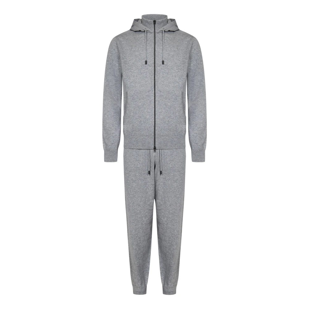 Herno Grå Cashmere Sweatshirt och Byxor Set Gray, Herr