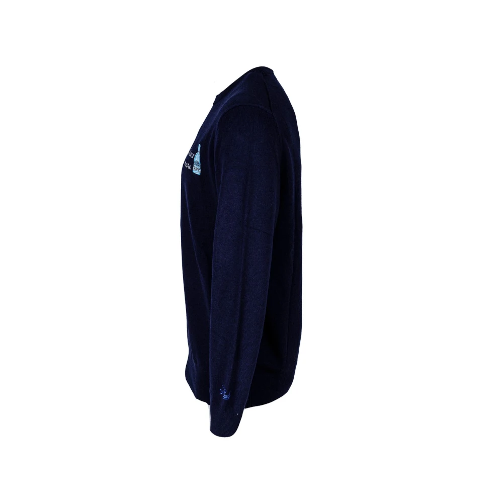 MC2 Saint Barth Heren trui. Ronde hals regular fit. Wol. Gemaakt in Italië. Blue Heren
