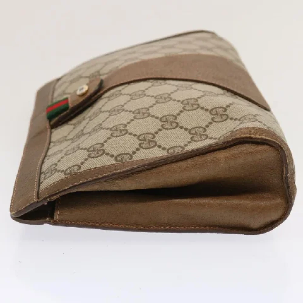 Gucci Vintage Pre-owned Leather clutches Beige Dames