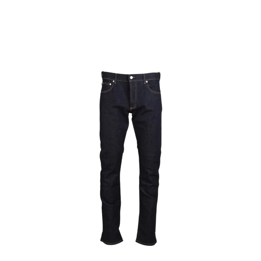 Alexander McQueen Graffiti Straight Jeans - Storlek 44, Blå Presta Färg Blue, Herr