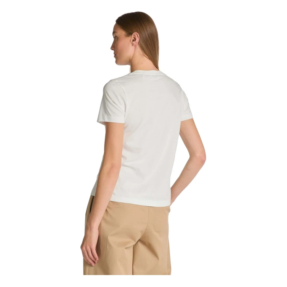 Gant Logo Detail Crew Neck T-shirt Beige Dames