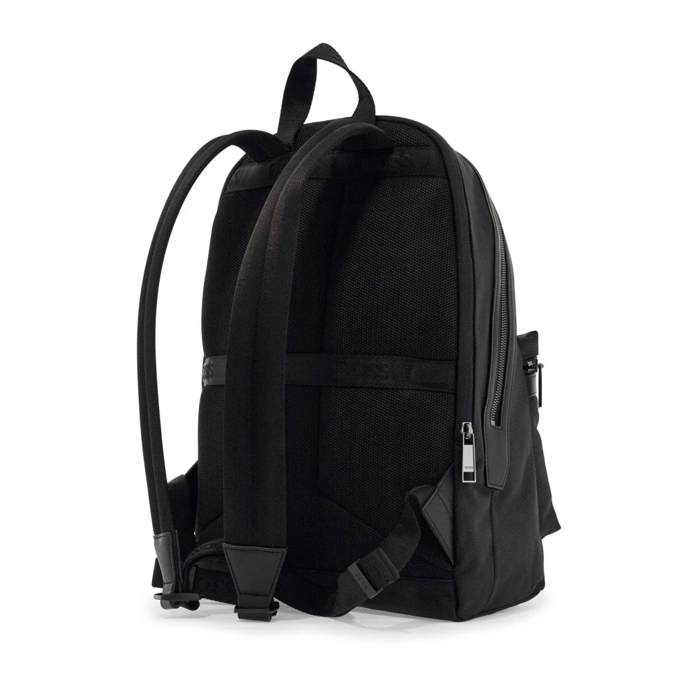 Boss Rugzak van technische stof met leren afwerking Black Heren